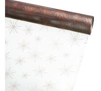 FloristryWarehouse Clear Christmas Cello Roll 80cm Wide 100m Long Rose Gold Snowflakes Design