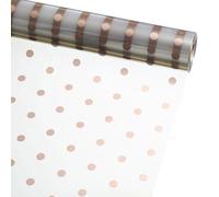 FloristryWarehouse Clear Christmas Cello Roll 80cm Wide 100m Long Rose Gold Spots Design