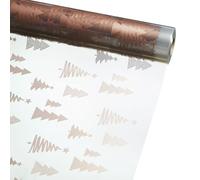 FloristryWarehouse Clear Christmas Cello Roll 80cm Wide 100m Long Rose Gold Trees Design