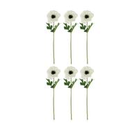 FloristryWarehouse Faux Silk Anemone Flower Stem 48cm Bundle of 6 Ivory Cream 48cm