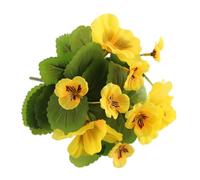 FloristryWarehouse Faux Silk Artificial Pansy Flower Bush 28cm Yellow