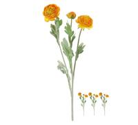 FloristryWarehouse Faux Silk Ranunculus Flower And Leaf Sprays 50cm/20 Inch Pack Of 3 Orange