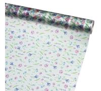 FloristryWarehouse Frosted Cello Roll 80cm x 100m Spring Flowers Motif