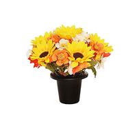 FloristryWarehouse Grave Pot Autumn Mix Faux Silk Flowers and Leaves