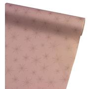 FloristryWarehouse Kraft Paper Roll 50cm Wide 100m Roll Pink with Rose Gold Snowflakes Print