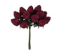 FloristryWarehouse Pack of 60 Artificial Raspberry Fruit and Leaf Picks on Wires