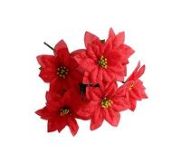 FloristryWarehouse Poinsettia Bush Red Artificial Silk 7 Heads 30cm