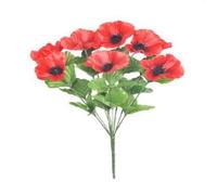 FloristryWarehouse Poppy Bouquet 9 Red Artificial Heads 43cm