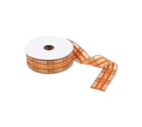 FloristryWarehouse Premium Wired Ribbon 25m x 38mm Autumn Orange and Gold Tartan Design