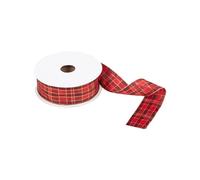 FloristryWarehouse Premium Wired Ribbon 25m x 38mm Christmas Red and Gold Tartan Design