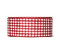 FloristryWarehouse Red Gingham Ribbon Check Fabric 40mm (1.5") Full 25m roll Made in Germany