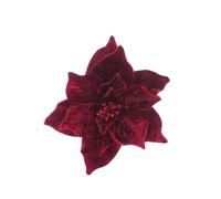 FloristryWarehouse Velvet Luxe Poinsettia Xmas Decoration With Clip 23cm/9 Inches Diameter Maroon Burgundy