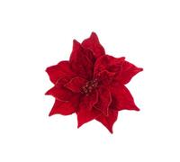 FloristryWarehouse Velvet Luxe Poinsettia Xmas Decoration With Clip 23cm/9 Inches Diameter Red