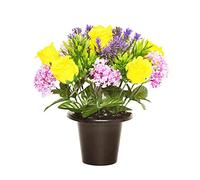 FloristryWarehouse Weighted Grave Pot Rose Allium 25cm Yellow