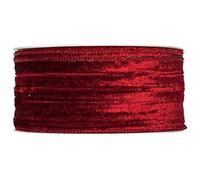 FloristryWarehouse Wine Red Christmas Crushed Velvet Fabric Ribbon 50mm (2") Wide on 10m roll Wired