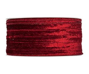 FloristryWarehouse Wine Red Christmas Crushed Velvet Fabric Ribbon 50mm (2") Wide on 10m roll Wired