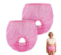 Florith 2 Pack Adult Incontinence Pants TPU Waterproof Diaper Cover, Plastic Pants for Adults with Side Leakage Protection, Reusable Rubber Pants Plastic Underwear for Men & Women (Pink, M)