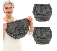 Florith Unisex Adult Plastic Pants, Washable Adult Diaper Cover & Waterproof Underwear for Unisex, Reusable Rubber Pants for Adults (Black, Large)