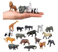 FLORMOON 16Pcs Mini Animals Figures, Realistic Wild Animals Toys for Cupcake Toppers, Learning Educational Toys, Birthday Party Favors Gift for Kids Toddlers