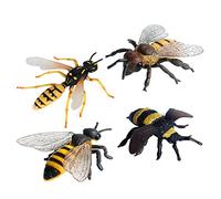 FLORMOON 4pcs Bee Figurines Honeybee Insect Toy, Science Project, Cake Topper, Early Educational Toys Birthday for Toddlers Kids Age 3 4 5
