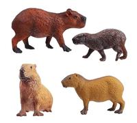 FLORMOON Animal Figures, 4pcs Plastic Capybara Figurines for Science Project, Learning Educational Toys, Birthday Cake Topper for Kids
