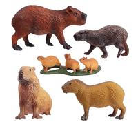 FLORMOON Animal Figures, 5pcs Plastic Capybara Figurines for Science Project, Learning Educational Toys, Birthday Cake Topper for Kids