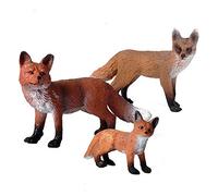 FLORMOON Fox Figure 3pcs Realistic Animal Figurines Early Educational Fox Toy Science Project Christmas Birthday Cake Topper for Kids Toddler