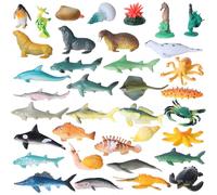 FLORMOON Mini Ocean Sea Animal Figures 36 pcs Realistic Plastic Aquarium Animals Action Model for Birthday Party Cake Topper Gift for Kids Toddler