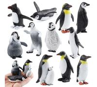FLORMOON Penguin Toys, 11pcs Realistic Small Polar Animals Fingurines Winter Animals for Early Educational Birthday Cupcake Topper Gift for Kids