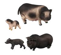 FLORMOON Realistic Animal Figures - 4pcs Pig Animals Action Model Includes Belly Pig, Black Pig, Vietnam Sow, Mini Flower Pig- Educational Learning Toys Birthday Gift Set For Kids
