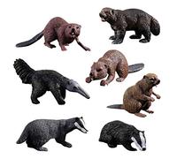 FLORMOON Realistic Animal Figures - 7pcs Animals Action Model Includes Badger Beaver Anteater Wolverine - Educational Learning Toys Birthday Gift Set For Boys Girls Kids Toddlers