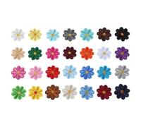 Floro Iron On Patch | White Daisy Embroidery Sew On Patch For Repair 'Clothing | Embroidered Flower Applique | 28 Mixed Color Cute Daisy Set | Sew/Iron For
