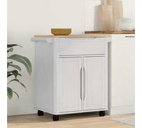FLORO Kitchen Trolley White Solid Pine 72.5 x 45 x 80 cm with Drawer and Shelf, Mobile Kitchen Trolley as Utility Trolley, Bar Trolley, Shelf for Kitchen, Dining Room, Living Room