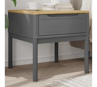 FLORO Lamp Table, Grey, Solid Pine Wood, 55 x 55 x 54 cm, Side Table with Storage Space and Drawer for Living Room, Bedroom, Hallway, Hallway for Storage and Decoration