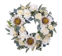FLOROAD 24 inch Spring Summer Door Wreath, Artificial Sunflower Peony Flower Wreath Spring/Summer Front Door Decoration, EAW061167A
