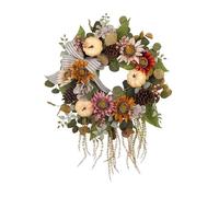 FLOROAD Fall Pumpkin Sunflower Pinecone Wreath for Front Door 24 Inch, Farmhouse Autumn Harvest Wreath with Bow & Eucalyptus, Fall Thanksgiving Decor for Home Door Wall Porch Window Indoor/Outdoor