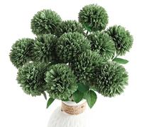 Floroom 12pcs Emerald Green Faux Silk Mums Artificial Flowers Bulk Fake Chrysanthemums with Stems for DIY Wedding Bouquets Table Centerpieces Floral Arrangements Fillers Home Decorations