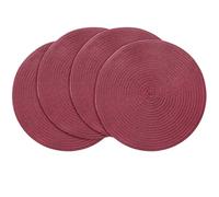 Floroom 15 Inch Round Braided Placemats Set of 4, Washable Heat Resistant Cotton Polyester Circle Place Mats for Kitchen Dining Table - Burgundy, ZDYX-4