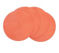 Floroom 15 Inch Round Braided Placemats Set of 4, Washable Heat Resistant Cotton Polyester Circle Place Mats for Kitchen Dining Table - Coral Orange