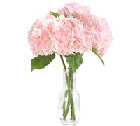 Floroom 4 Pcs Real Touch Blush Pink Hydrangea Artificial Flowers, 20" Full Faux Hydrangea Flowers Fake Flowers for Home Decor Party Floral Arrangements Wedding Bouquets Centerpieces Decorations