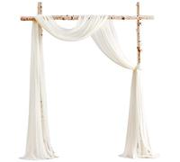 Floroom Wedding Arch Draping Fabric 2 Panels 20Ft Ivory Chiffon Fabric Drapes Arbor Drapery Wedding Ceremony Reception Swag Decorations
