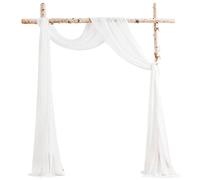 Floroom Wedding Arch Draping Fabric 2 Panels 20Ft White Chiffon Fabric Drapes Arbor Drapery Wedding Ceremony Reception Swag Decorations