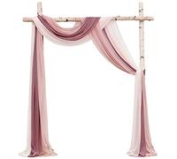 Floroom Wedding Arch Draping Fabric 3 Panels 20Ft Chiffon Fabric Drapes Arbor Drapery Wedding Ceremony Reception Swag Decorations (Mauve +Dusty Rose +Blush)