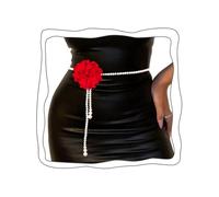 Florry Pearl Body Chain Waist Chain Flower Belly Chain for the Waist Pearl Chain Belts Waist Jewelry for Women, One Size, Non-Precious Metal, No Gemstone