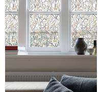 Flortlias Faux Silver Leaded Stained Glass Window Film, Translucent Double-Sided Original Hand-Painted Static Cling Door Window Sticker, White Magnolia 15.75" x78.74"