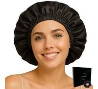 Flortree Silk Hood for Sleeping with Clip & Elastic Band | For All Hair Types & Head Sizes | Protects Against Hair Breakage, Split Ends & Frizz | Curls Stay Defined (Black)