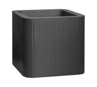 FLORUS Jive Square Stripe 40cm - Planter for Outdoor - 100% Recycled Plastic - L39 x W39 x H37.2 - Grey/Anthracite