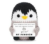 Floruvia 1 Pc Handmade Crochet Penguin Gift, Romantic Anniversary Valentines Day Birthday Present For Boyfriend Girlfriend Men Women, Cute Emotional Love Penguin Decor