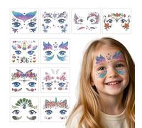 Floruvia 10 Sheets Glitter Face Tattoos for Girls, Temporary Animal and Mermaid Makeup Stickers, Birthday, Carnival, Party, Festival Face Tattoos