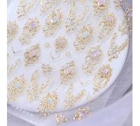 Floruvia 5D Embossed Gemstone Nail Stickers, Gold Mace Design Nail Art Decals, Self-Adhesive Manicure Decoration for Women, Elegant Mace Style Nail Supplies